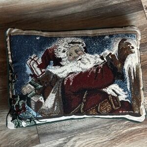 Christmas Santa Claus Tapestry Throw Pillow Festive Holiday Decor
